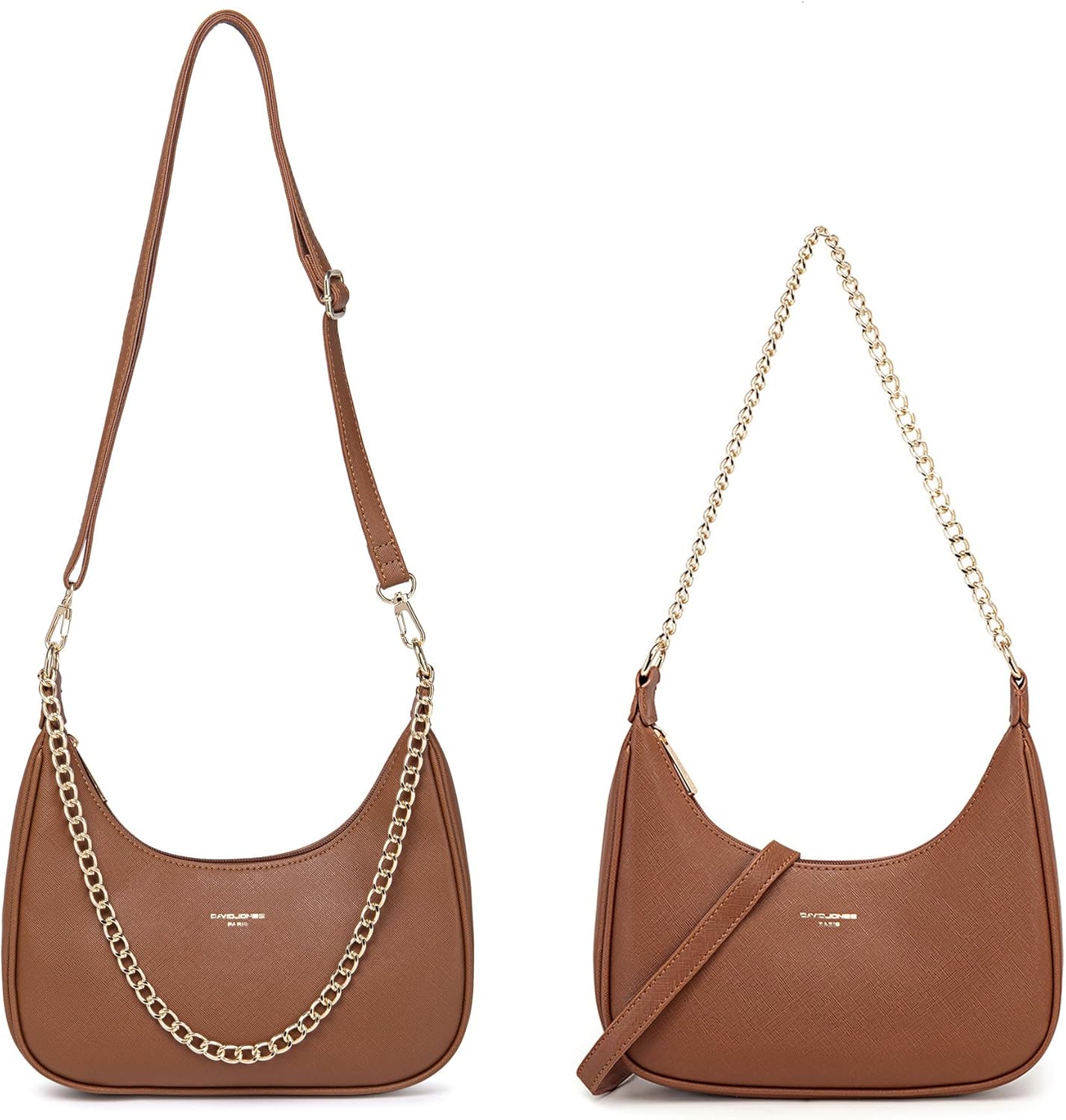 Thumbnail 3 de David Jones petit sac porté épaule forme banane femme en simili cuir Saffiano blanc