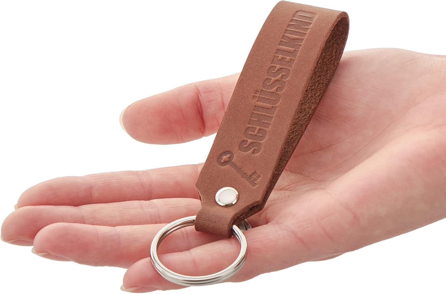 Thumbnail 4 de com-four® Porte-clés en cuir avec inscription en relief – délicat et polyvalent