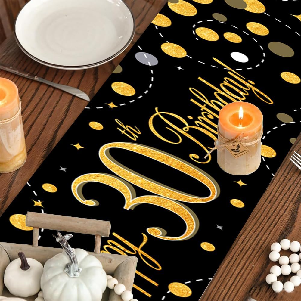 Thumbnail 3 de Tischläufer „Happy Birthday“ 30 schwarz-gold, 35x180 cm – 300D Oxford Stoff