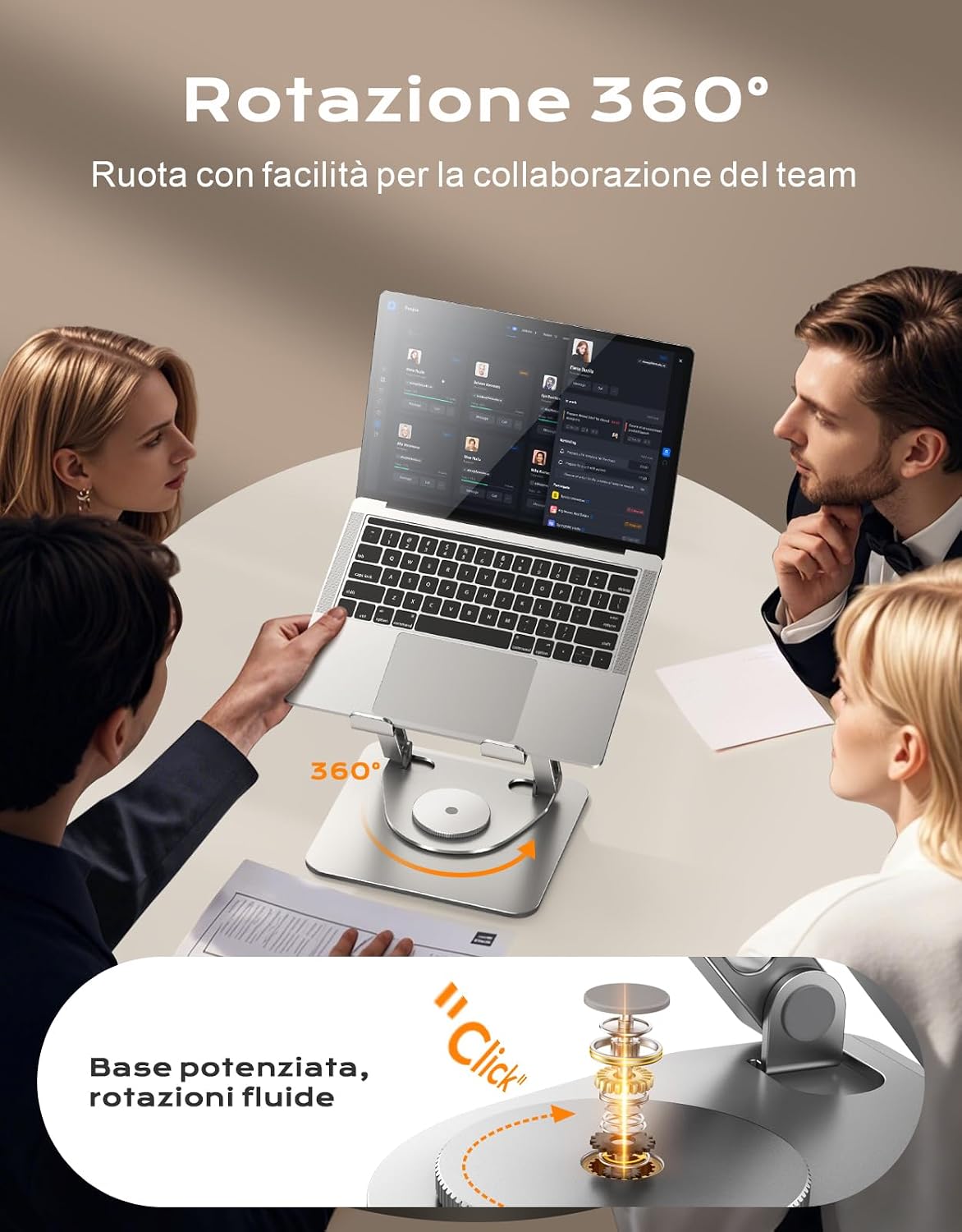 Thumbnail 1 de Glangeh Supporto PC Portatile 360° Rotante - Ergonomico, Doppia Barra e Ventilazione per laptop 10"–16