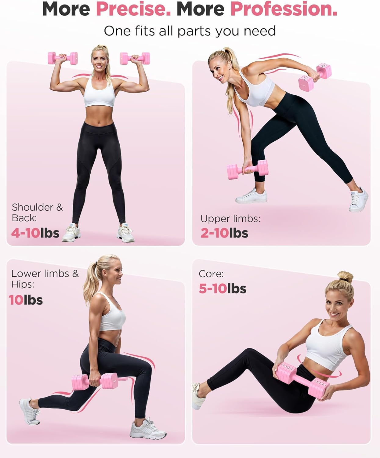 Thumbnail 4 de FEIERDUN DB3 DUM-10LB-NSP Adjustable Dumbbell Set, 2–10 lb Settings, Dual Lock