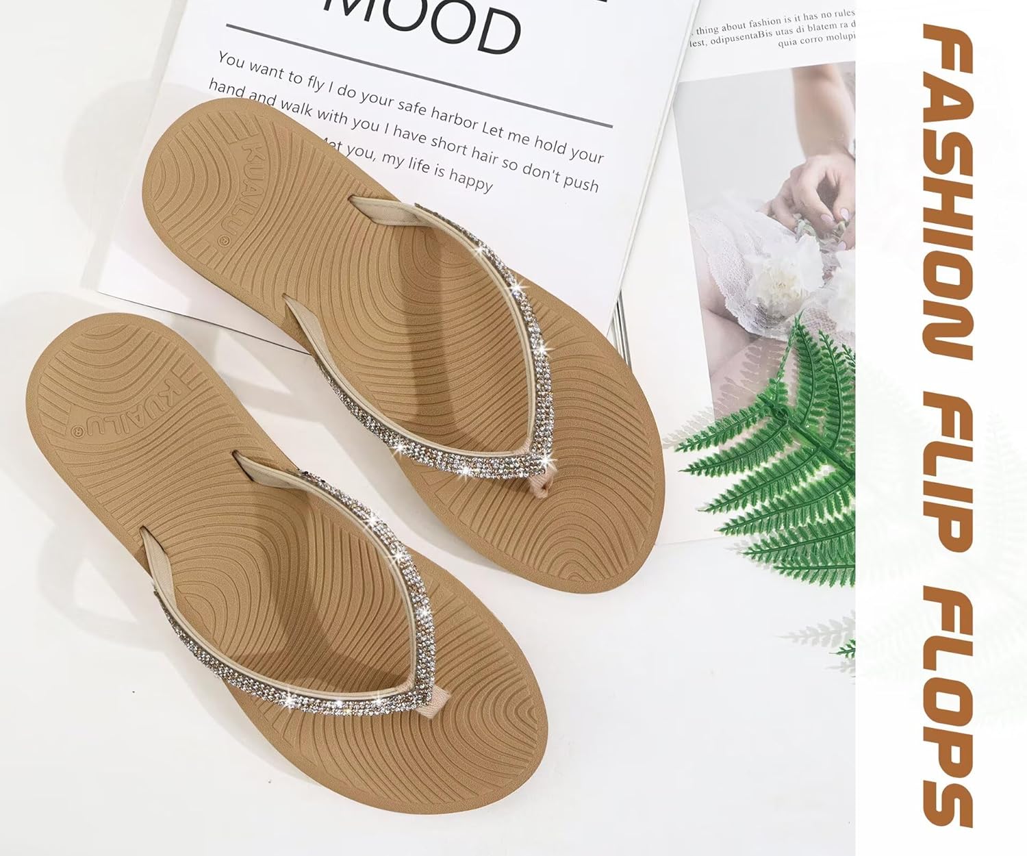Thumbnail 5 de KuaiLu Women's Rhinestone Flip Flops 1️⃣0️⃣📿 👡