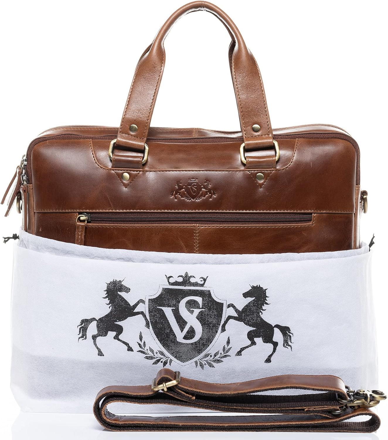Thumbnail 6 de SID & VAIN Große Laptoptasche Echt Leder – 15 Zoll, braun, handgefertigt, mit Laptopfach und Trolley-Befestigung