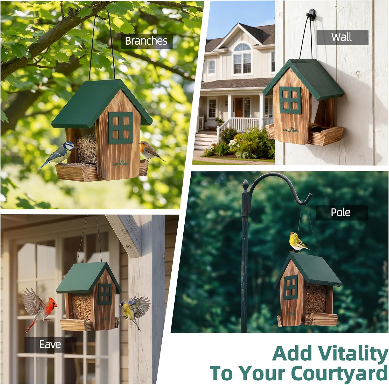 Detalle 2 de Wooden Hanging Bird Feeder