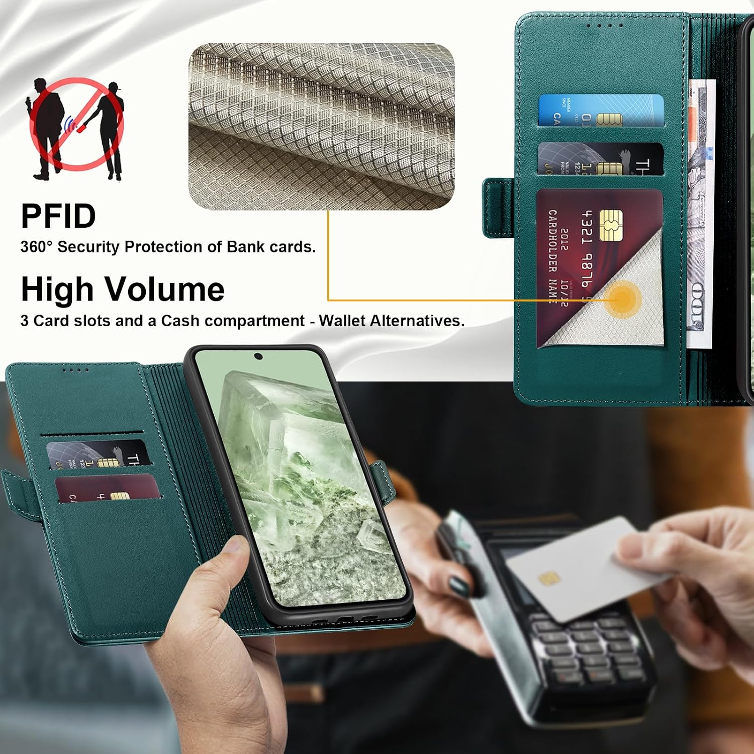 Detalle de Yunubeyii Pixel 8 wallet flip case