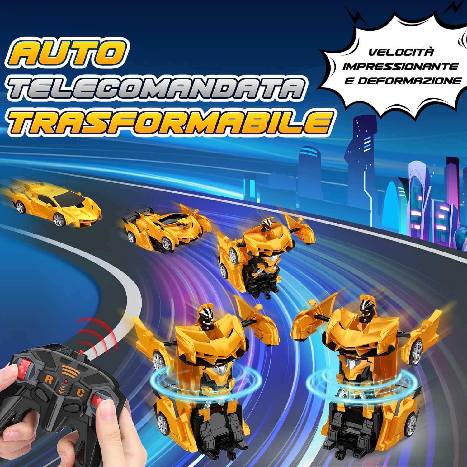 Detalle 2 de Braxel macchina telecomandata 2 in 1 trasformabile Robot & RC auto per bambini (2,4 GHz, rotazione 360°)