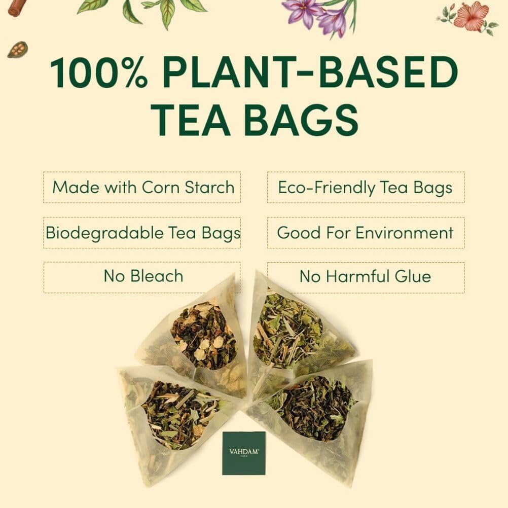 Detalle 2 de VAHDAM Surtido de Infusiones Navideñas ☕ 36 Sobres, Caja Regalo