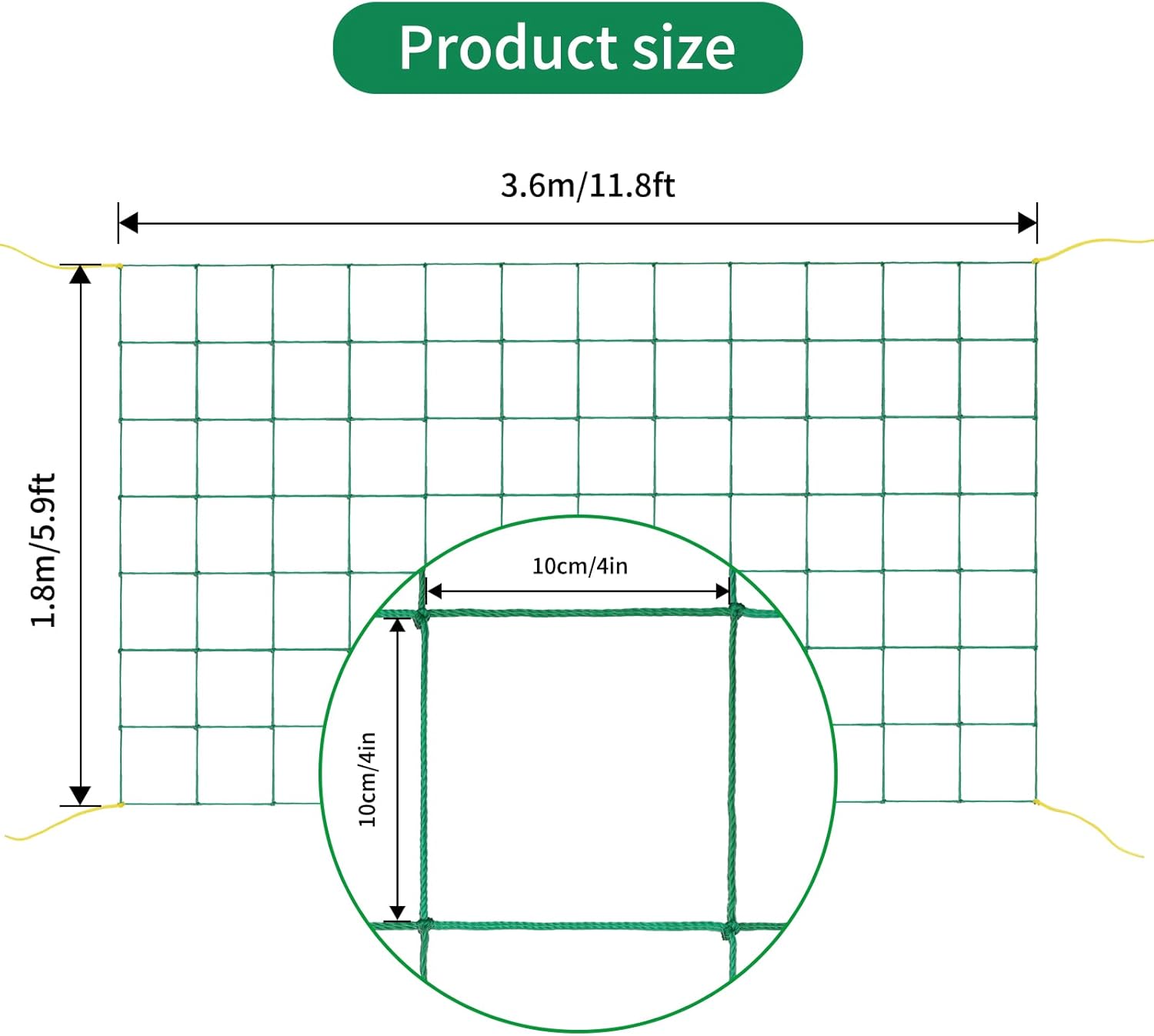 Thumbnail 1 de KINGLAKE pea and bean netting (3.6x1.8m) green garden climbing plant trellis net