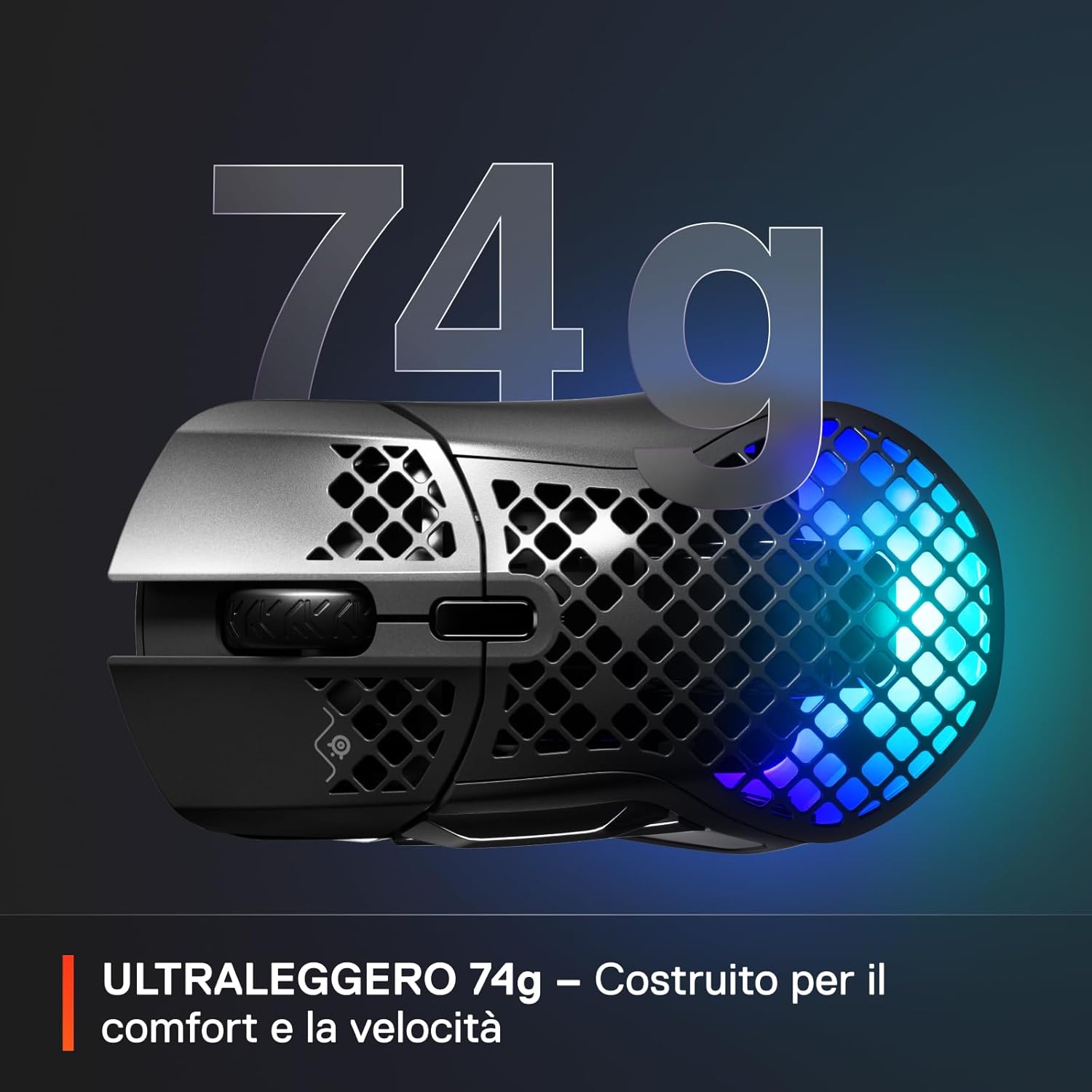 Thumbnail 4 de SteelSeries Aerox 5 Wireless (74 g) mouse gaming ultra leggero Bluetooth e 2,4 GHz con 9 pulsanti, IP54 e batteria fino a 180 h