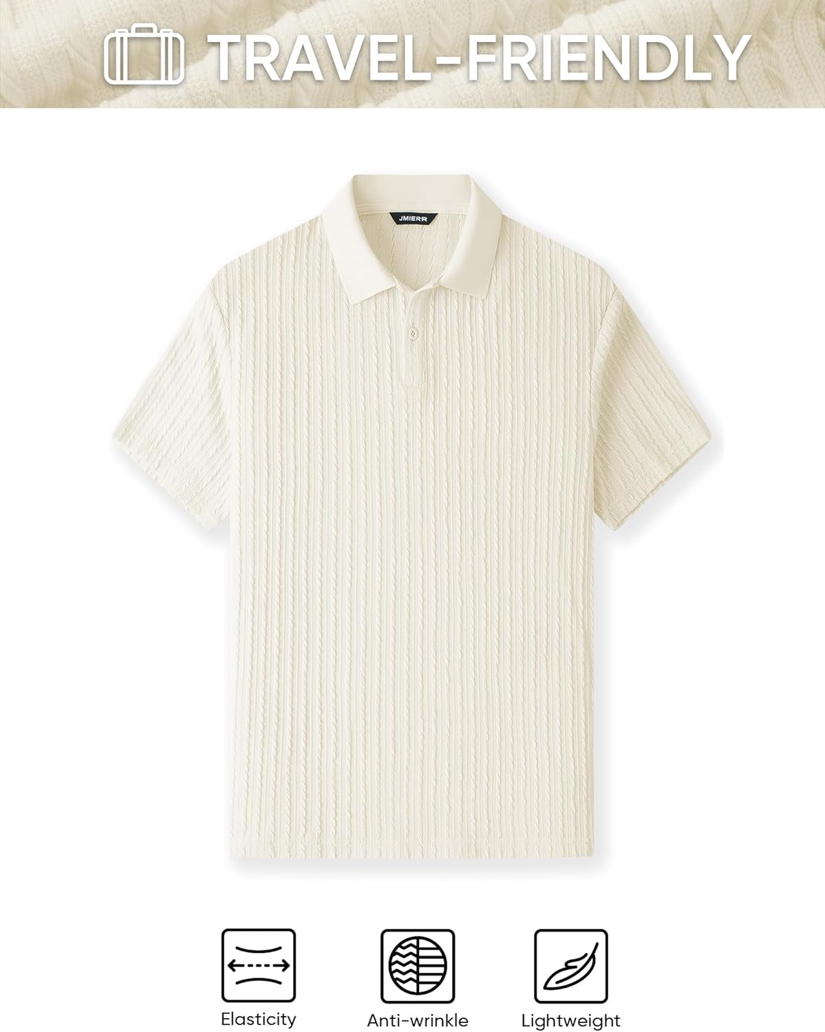 Thumbnail 4 de JMIERR Men’s Vintage Knit Polo Shirt with 2-Button Closure (Short Sleeve)