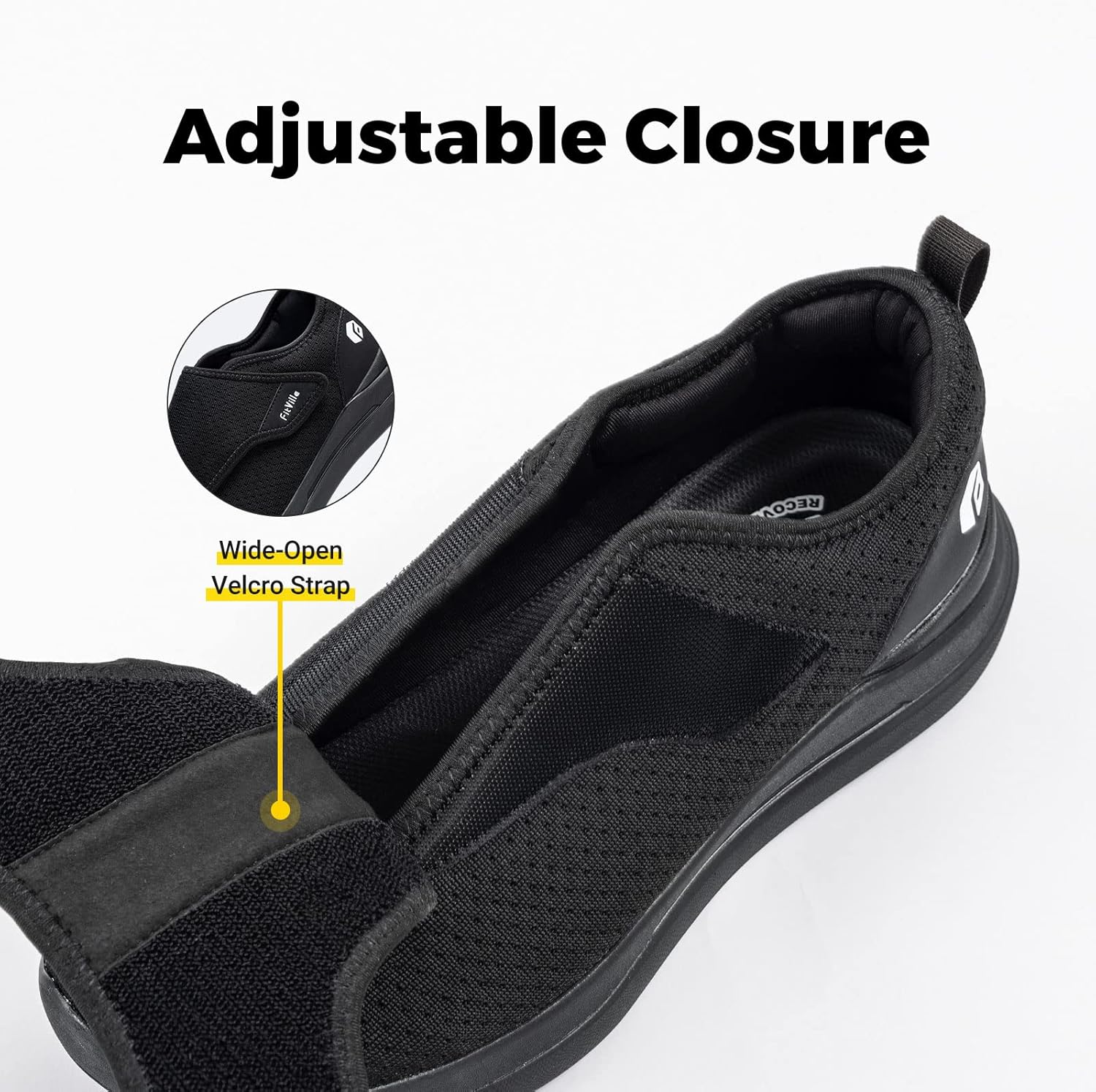 Thumbnail 2 de FitVille Mens Extra Wide Fit Diabetic Slippers: Easy Slip-On, Adjustable Orthopaedic Support