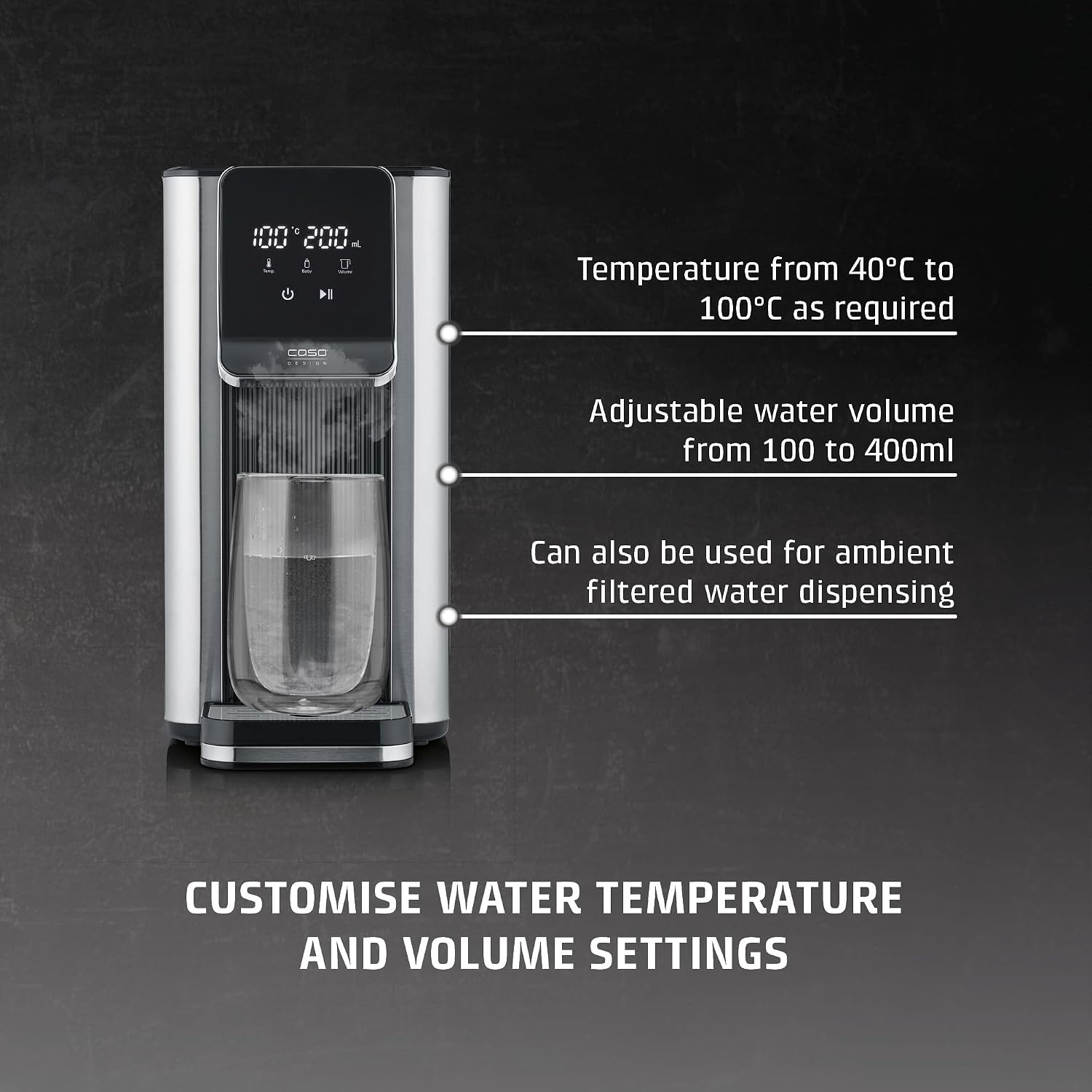 Detalle de CASO Design Hot 6 Advanced Turbo Hot Water Dispenser: A practical kettle replacement for everyday hot drinks and baby food