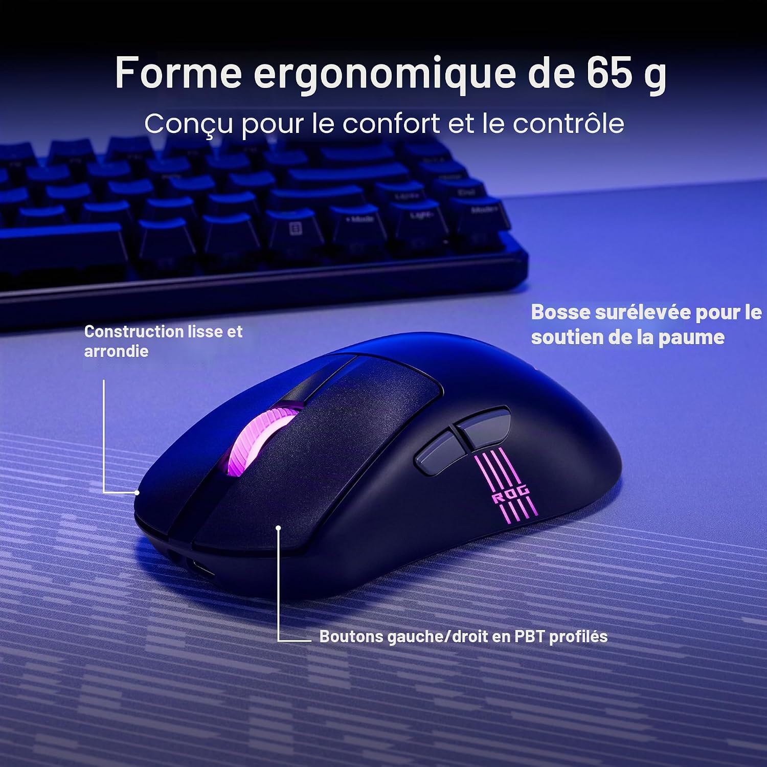 Detalle de ASUS ROG Keris II Origin (sans fil) — souris gaming ergonomique légère