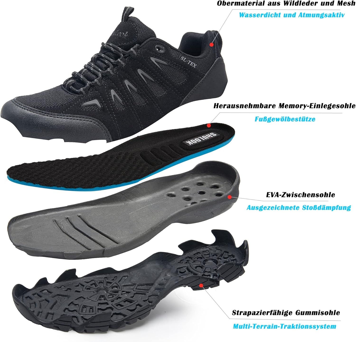Detalle de SHULOOK Wanderschuhe Herren – Wasserdicht, ultraleicht und rutschfest