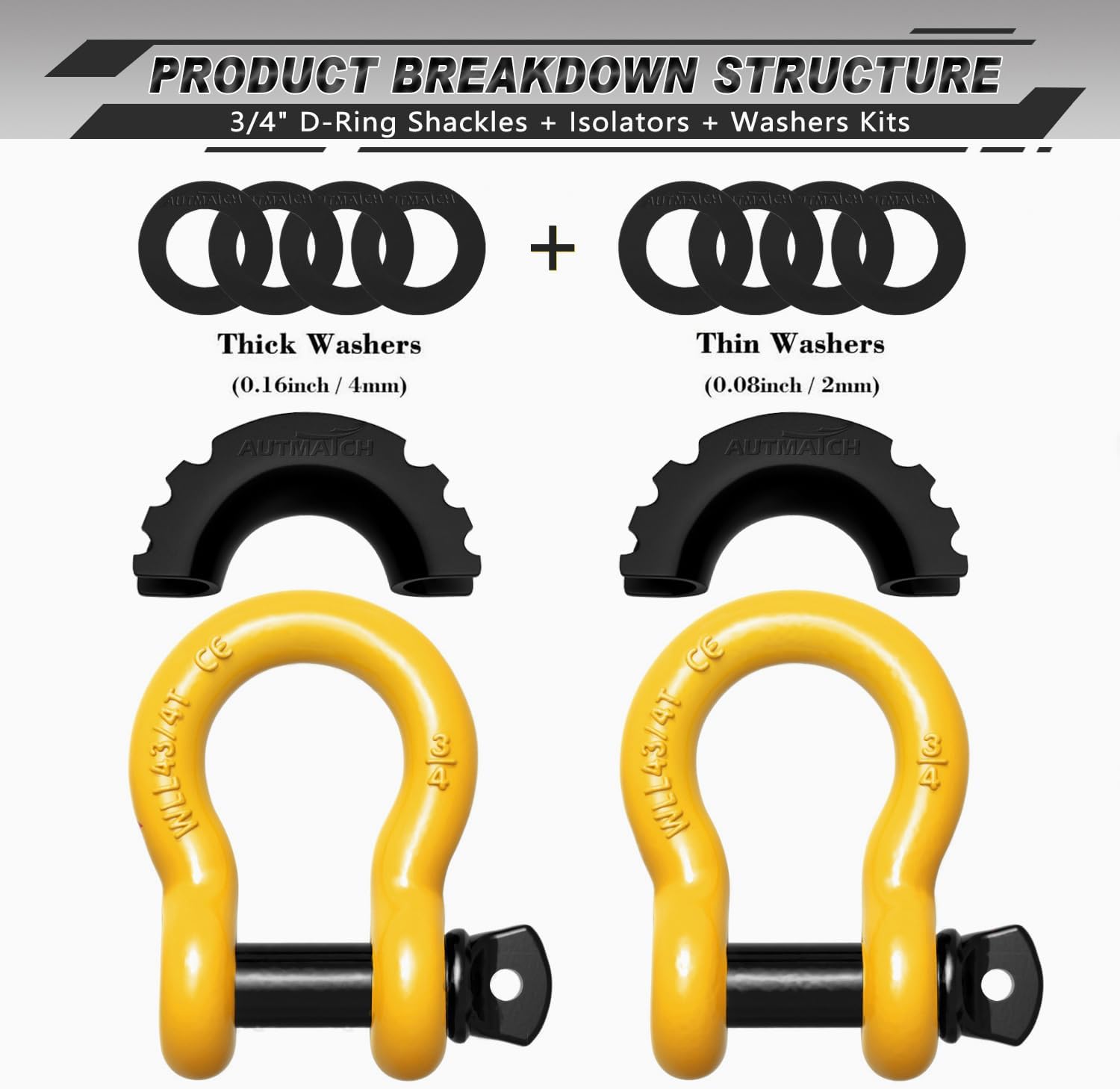 Detalle 2 de AUTMATCH D Ring Shackle 3/4" 10471 lb capacity