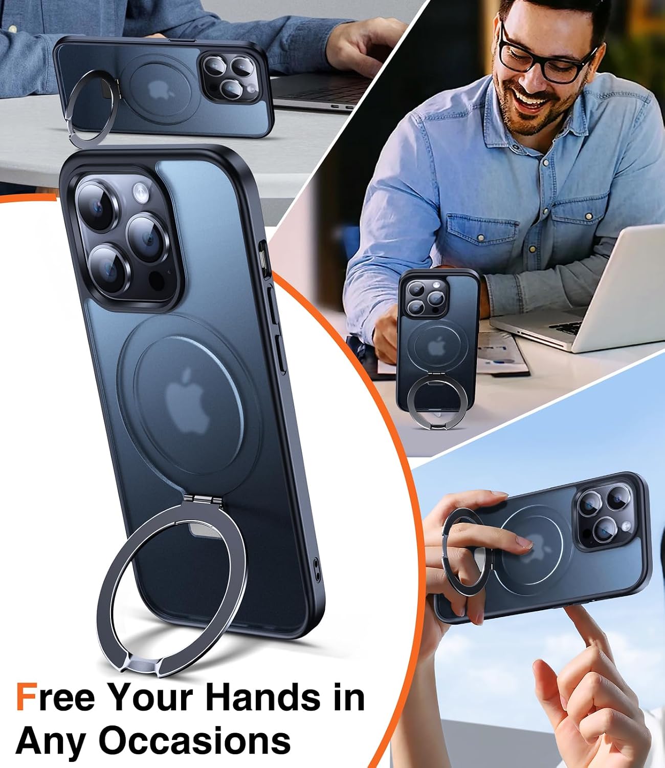Detalle 2 de Chicfun iPhone 13 Pro magnetic ring case with kickstand