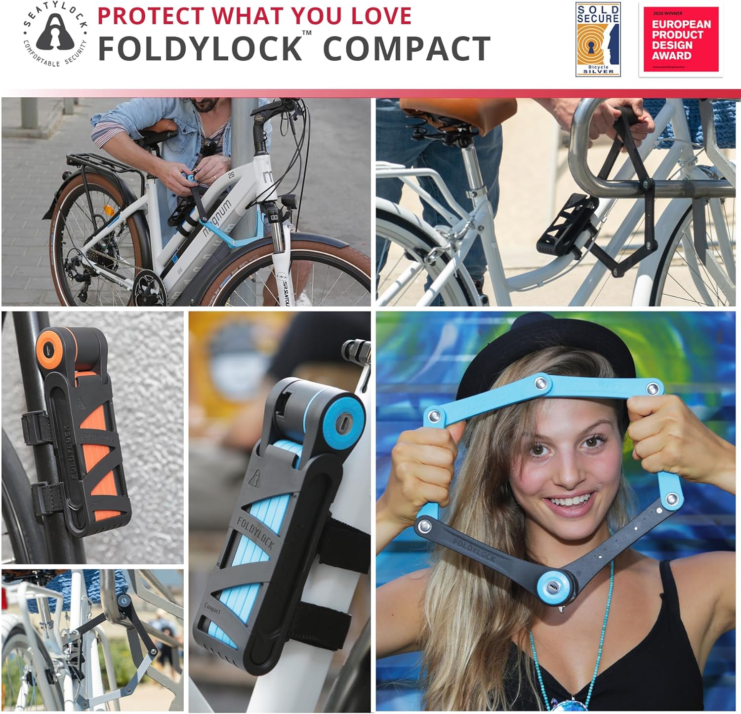 Thumbnail 4 de FoldyLock Compact Folding Bike Lock – 85 cm, Award-Winning High Security with Key & Case