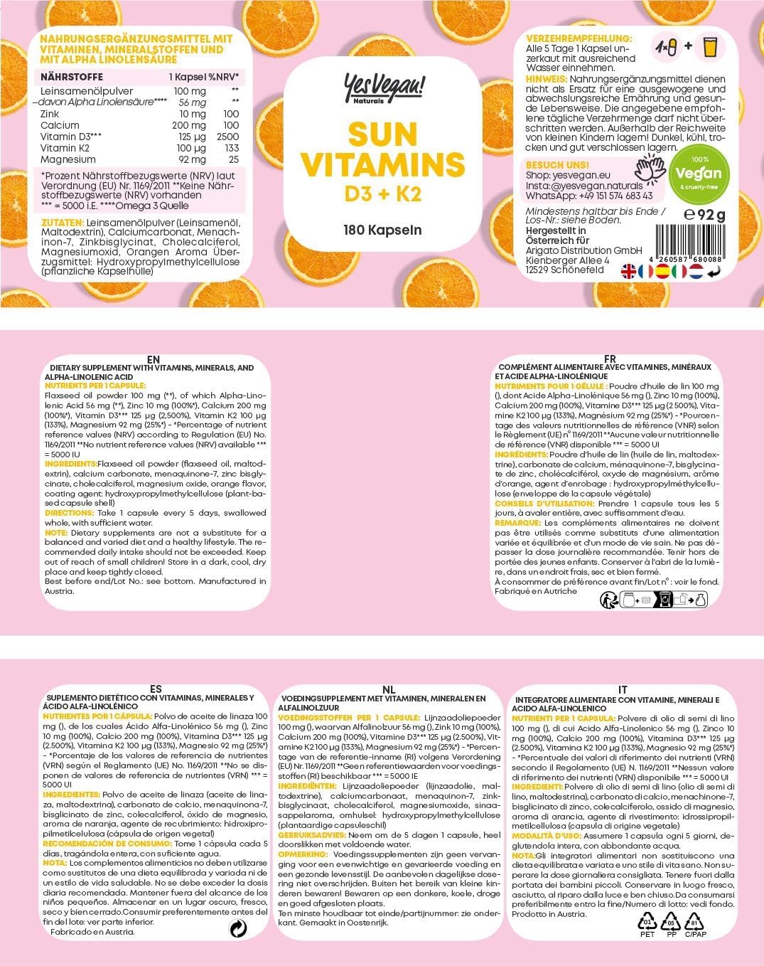 Thumbnail 6 de Sun Vitamins Vitamin D3 K2 Omega 3 180 Kapseln 5000 IE