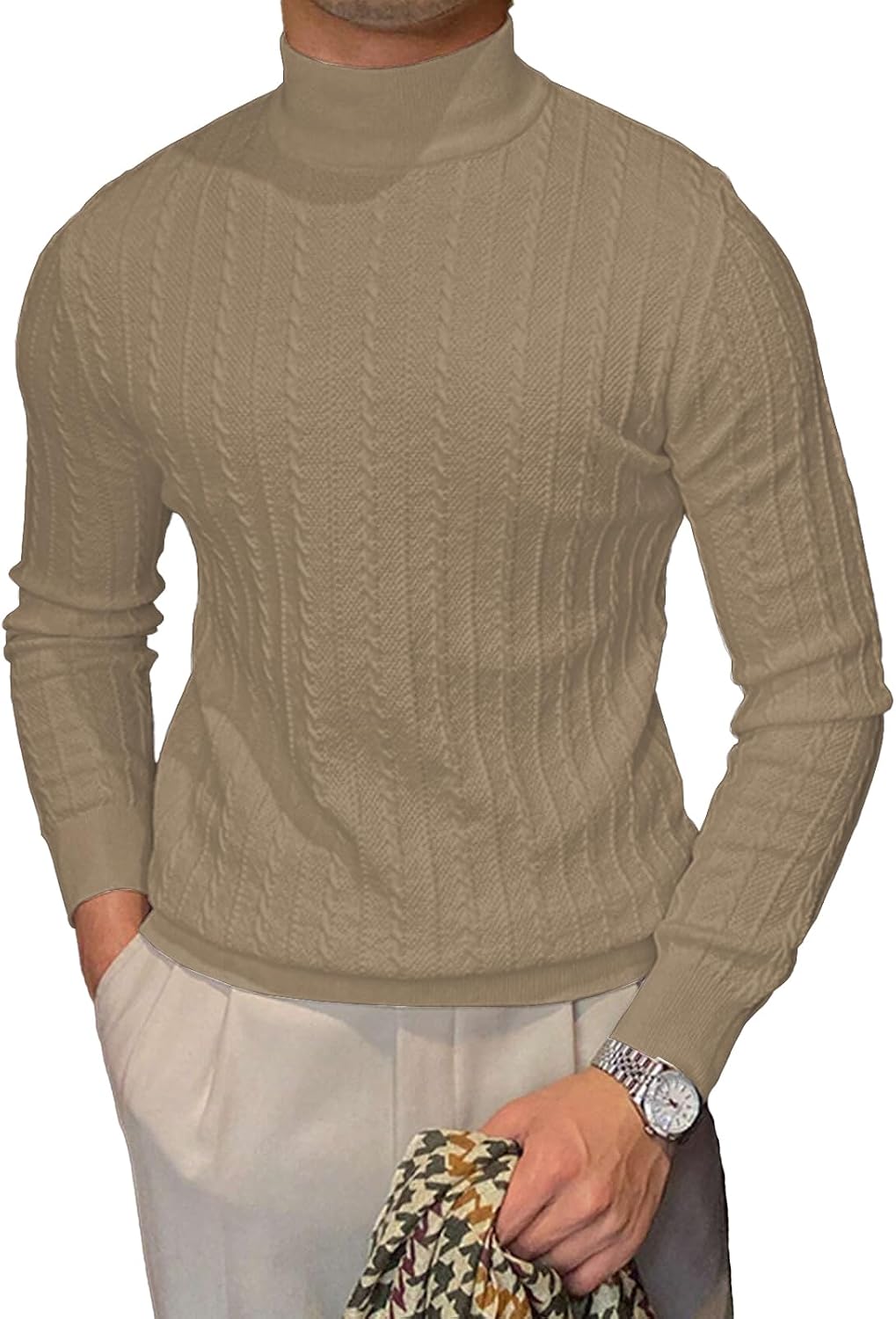 Detalle 2 de iudam Herren Rollkragenpullover Slim Fit