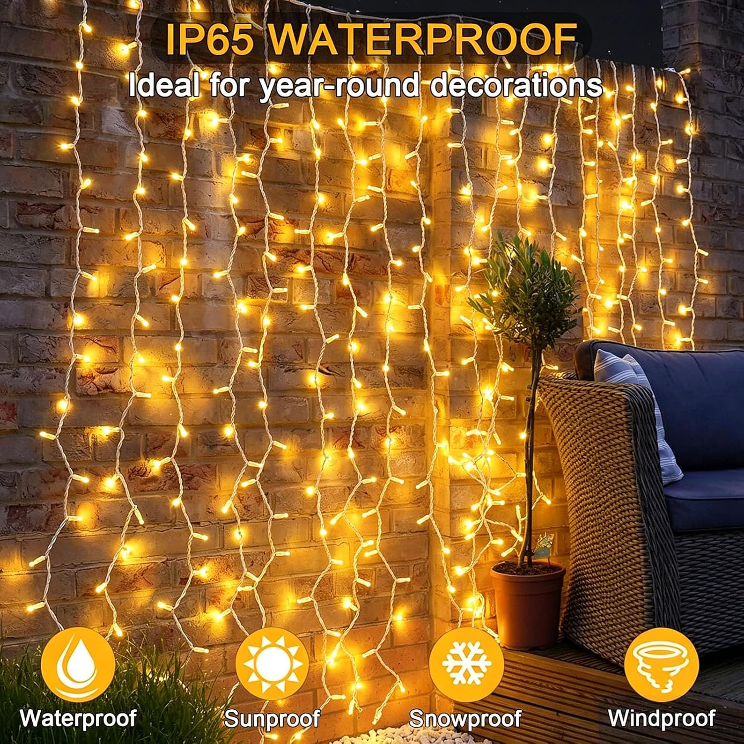 Thumbnail 6 de yowin SW-LSL-3X6-600 lichtgordijn met 300 warmwitte leds en IP65