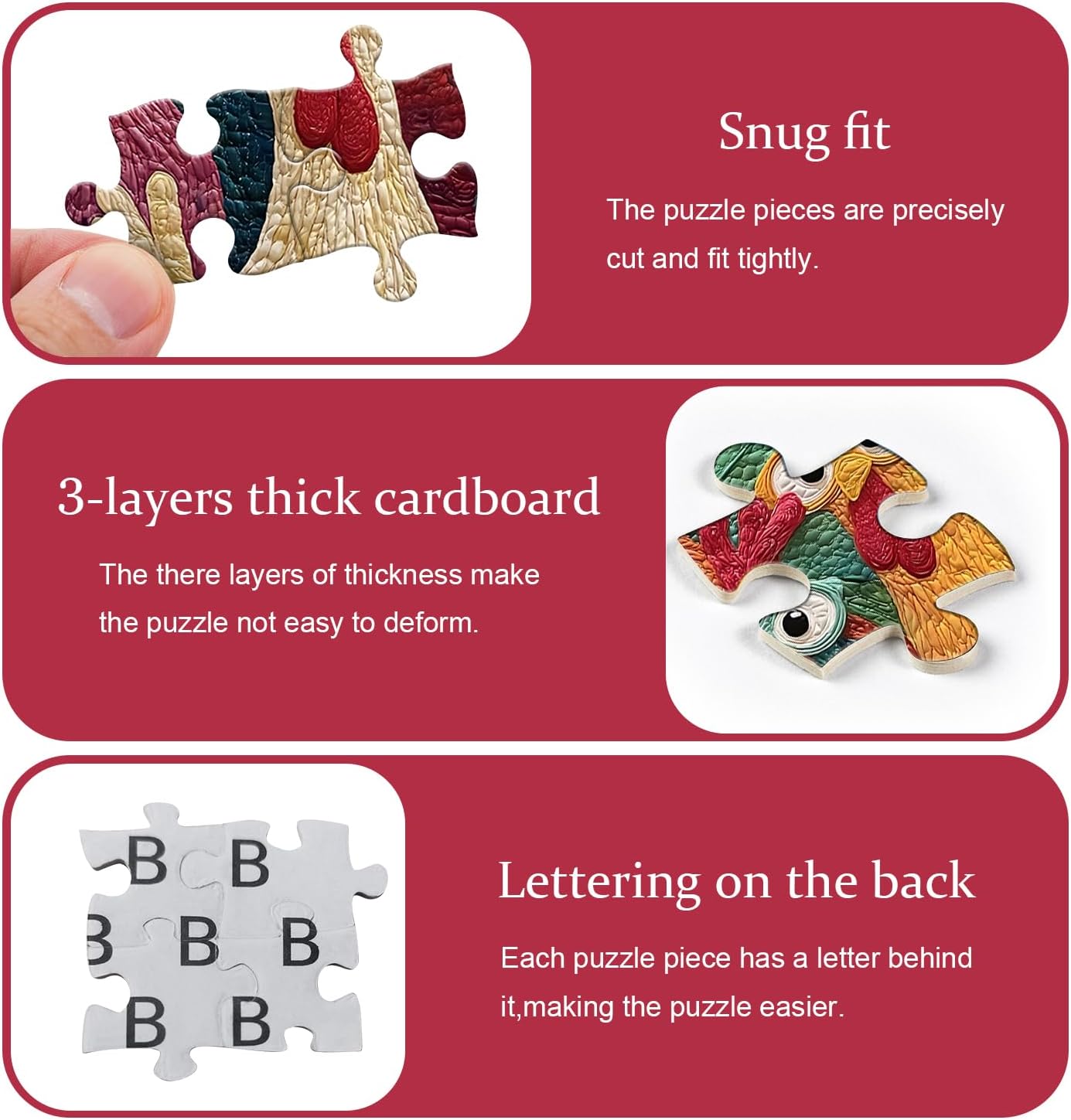 Detalle de PICKFORU Chicken Puzzles for Adults 1000 Piece: Funny Chicken Jigsaw Puzzle with Rooster-Themed Garden Scene