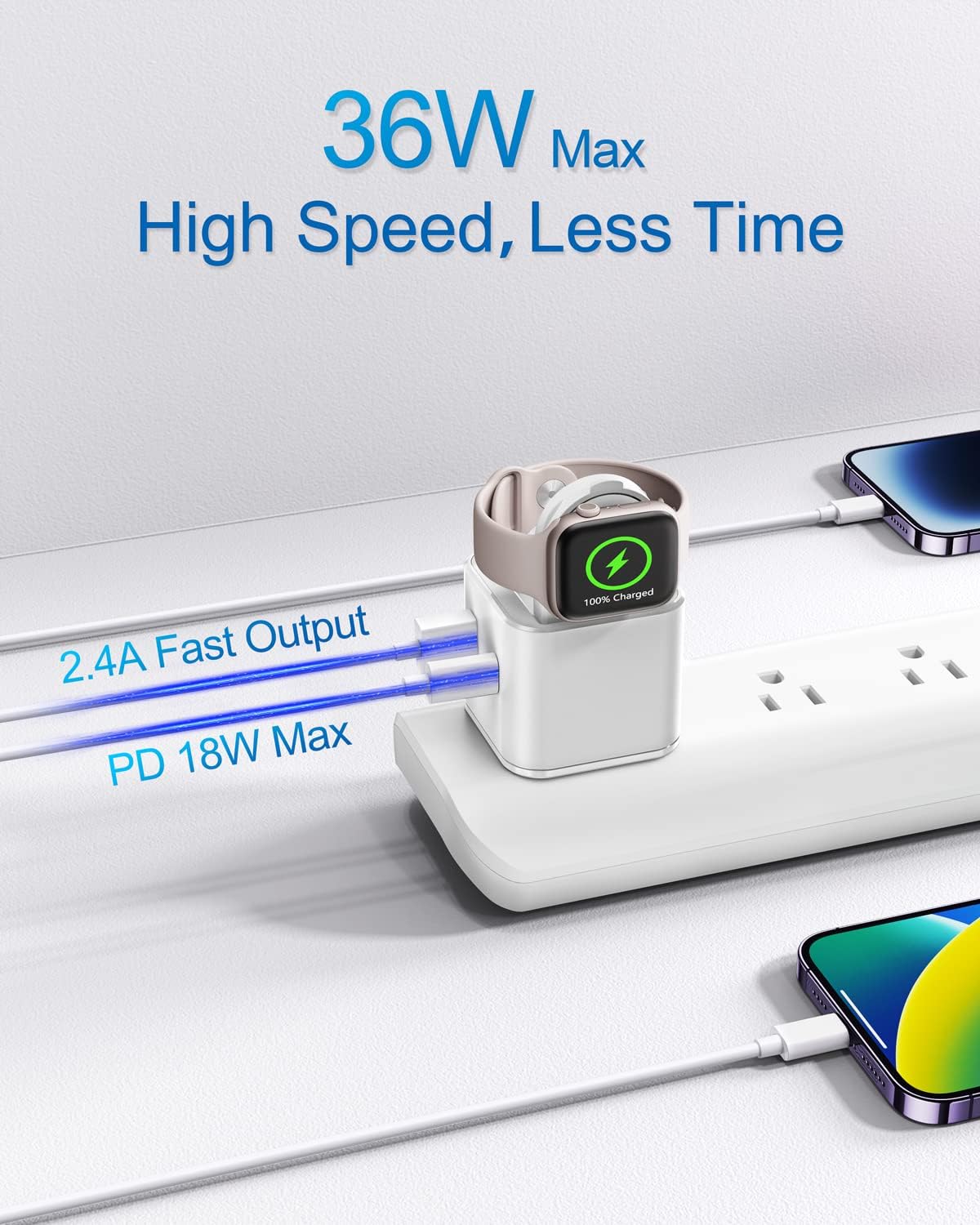 Detalle 2 de BeaSaf 36W Charging Block with Watch Charger