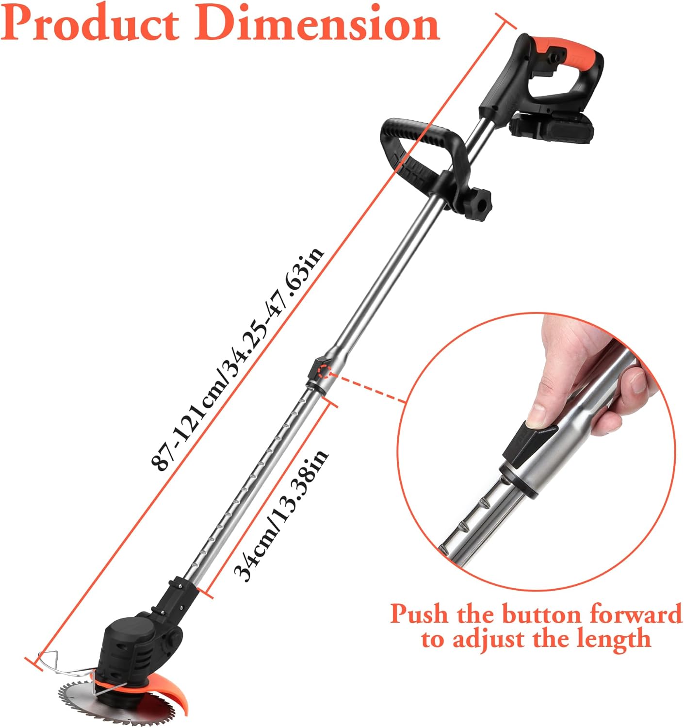Detalle de DJROLL Cordless Grass Trimmer with Charger and 2 Battery (21V) – adjustable telescopic edger with 17 blades