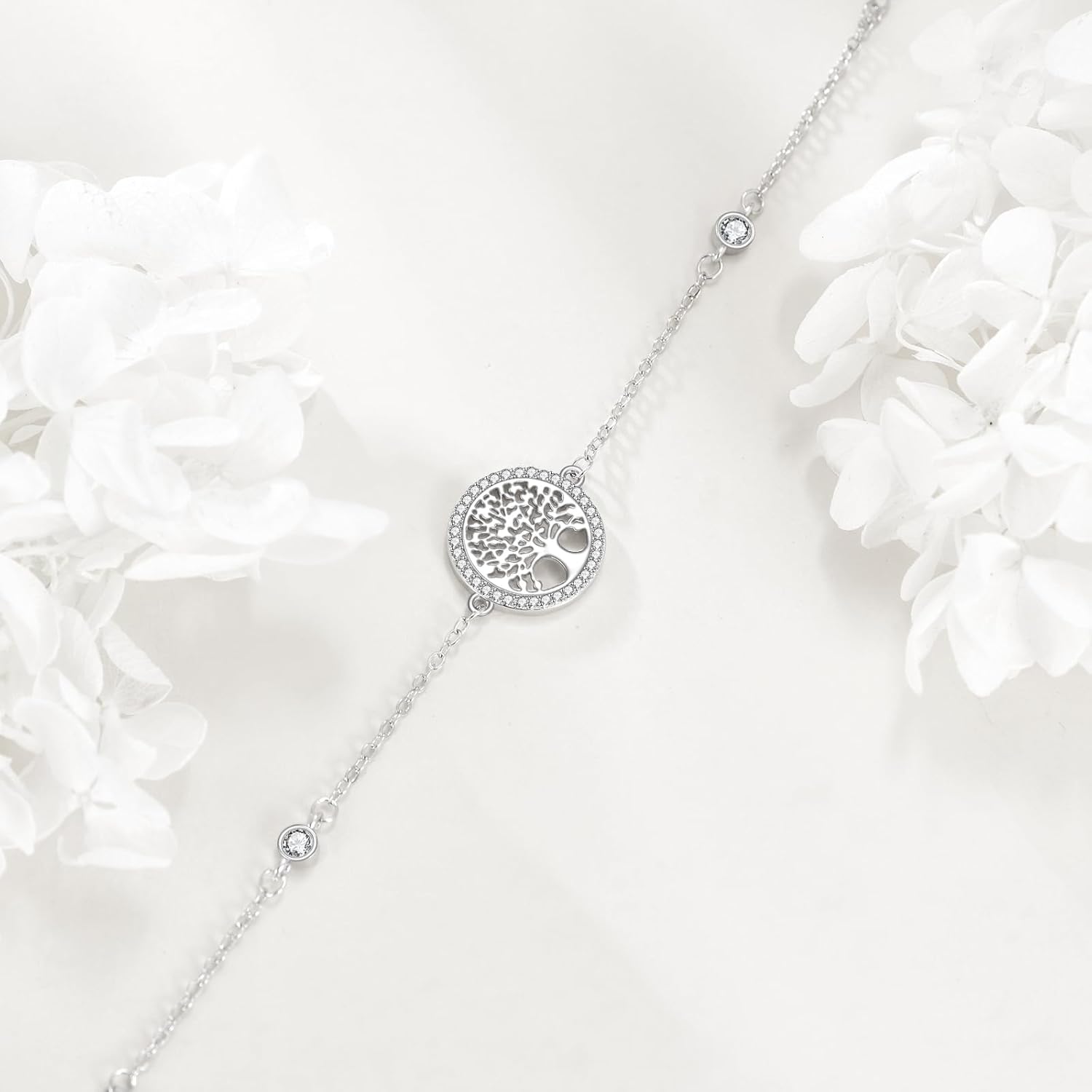 Detalle de QUADRI Armband Damen Baum des Lebens Symbol mit Zirkonia – handgefertigt in Italien, 18,3 cm + 2 cm Verlängerung
