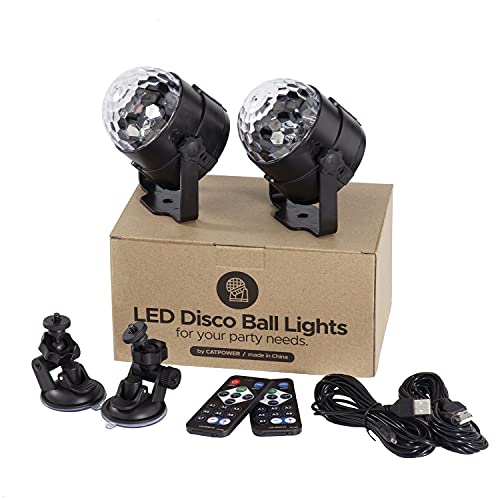 Thumbnail 6 de CATPOWER Pack of 2 360° Rotation Sound Activated Disco Ball Lights (4M USB Cable) for Kids' Parties