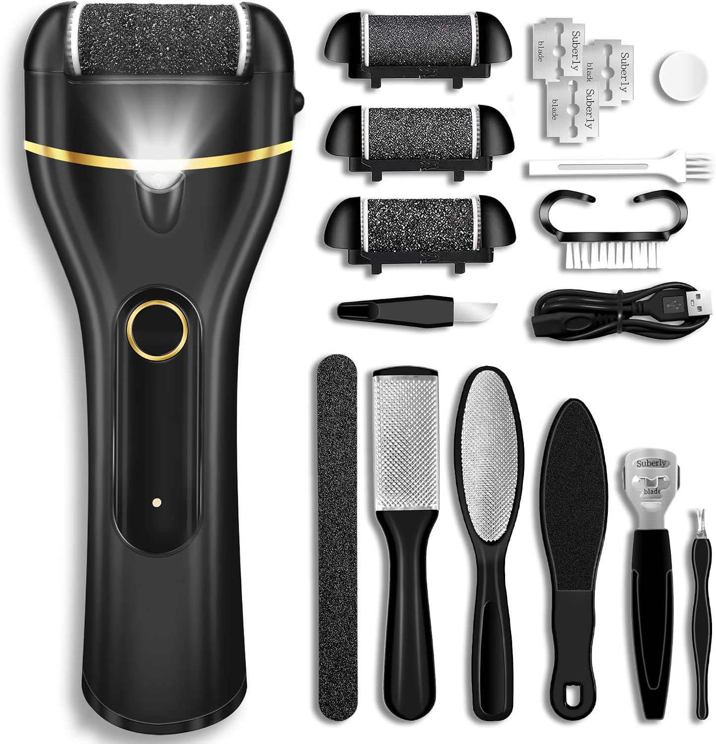 Detalle de Jamestry Callus Remover for Feet — Electric Foot File with 3 Rollers, 2 Speeds, Waterproof Design and 17-in-1 Pedicure Kit