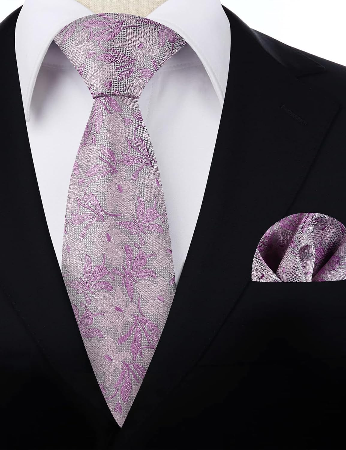 Detalle de Alizeal Mens Flower Necktie Daisy Floral Wedding Set – Multicolour Tie & Pocket Square
