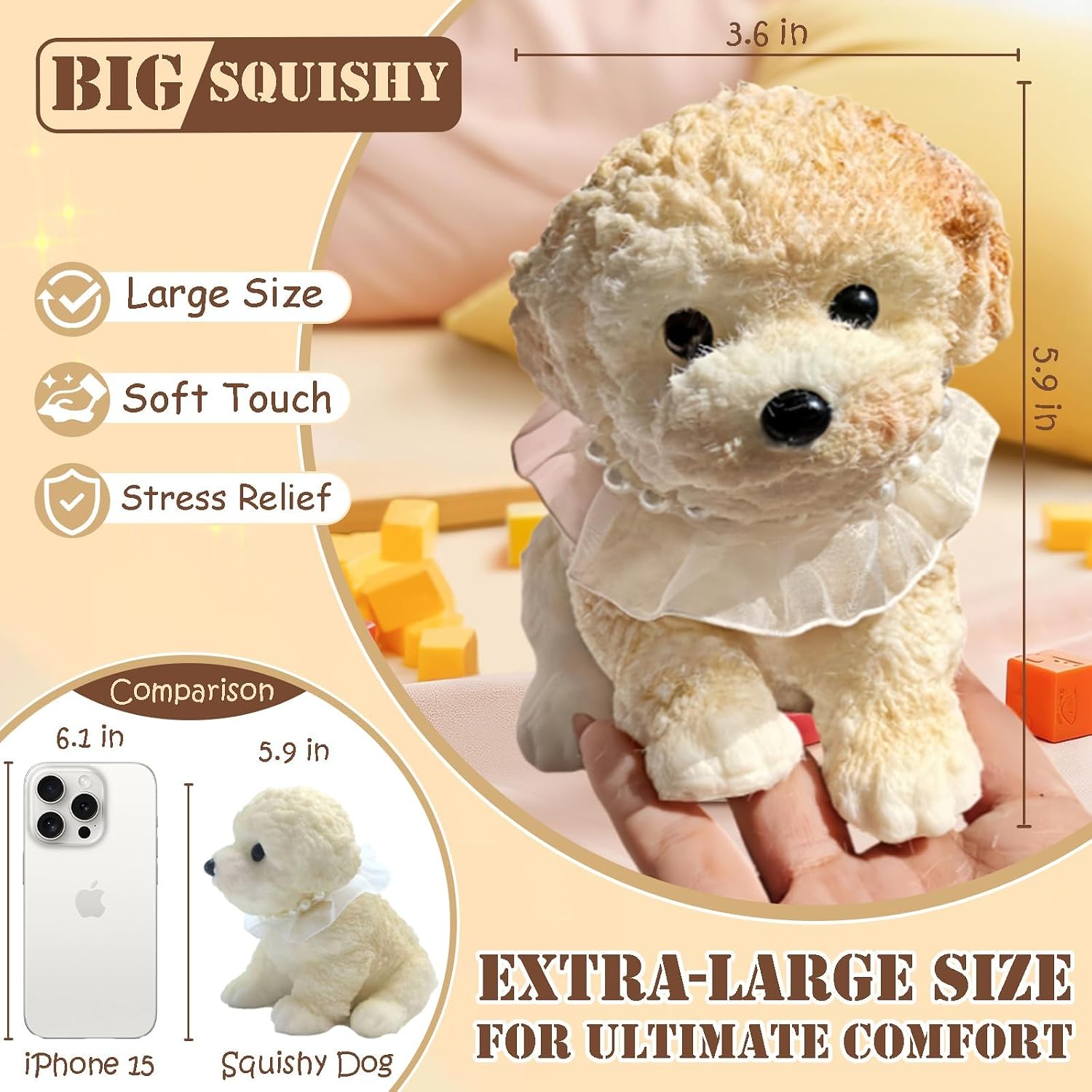 Detalle de Big Taba Squishy Dog Stress Relief Toy, TPR