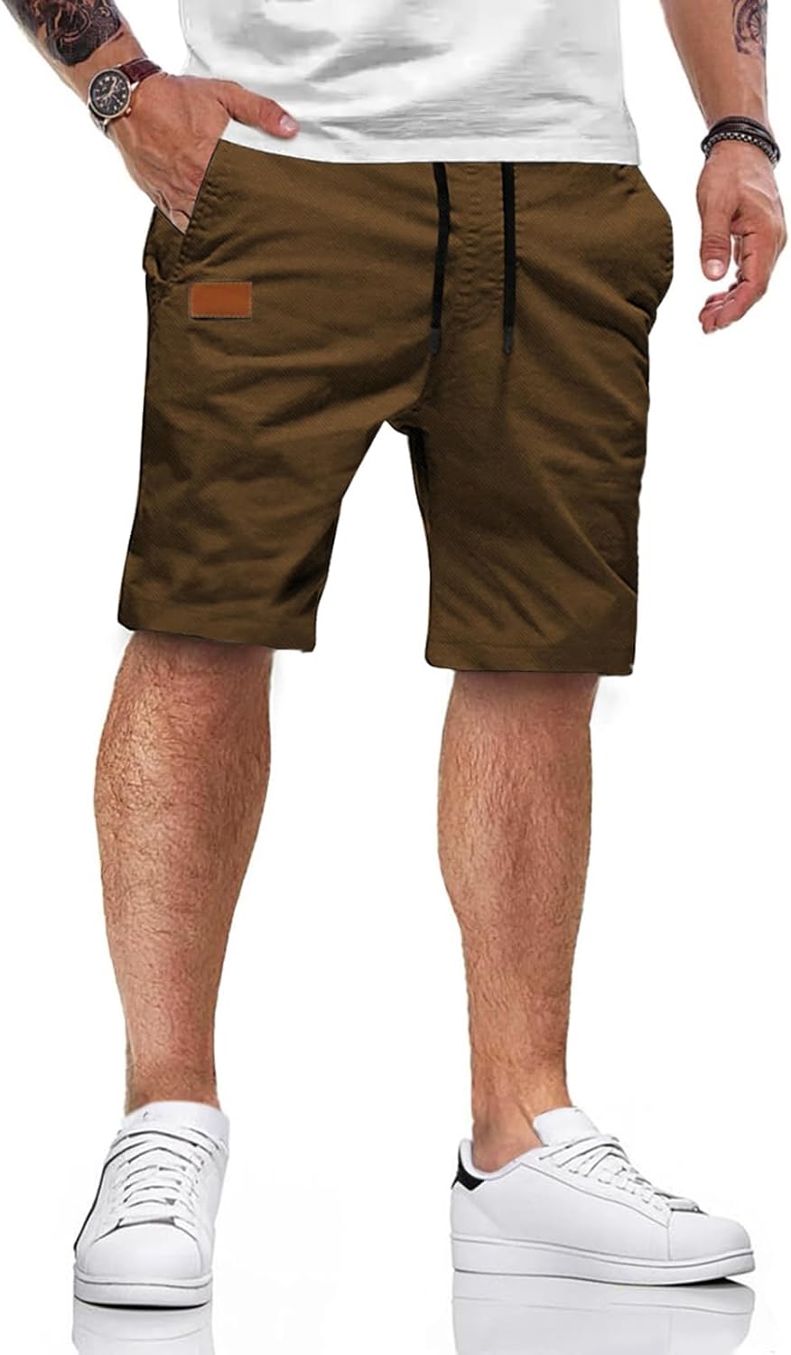 Thumbnail 5 de HMIYA Kurze Hose Herren Baumwolle – Chino Shorts mit elastischer Taille, Taschen und echtem Lederetikett