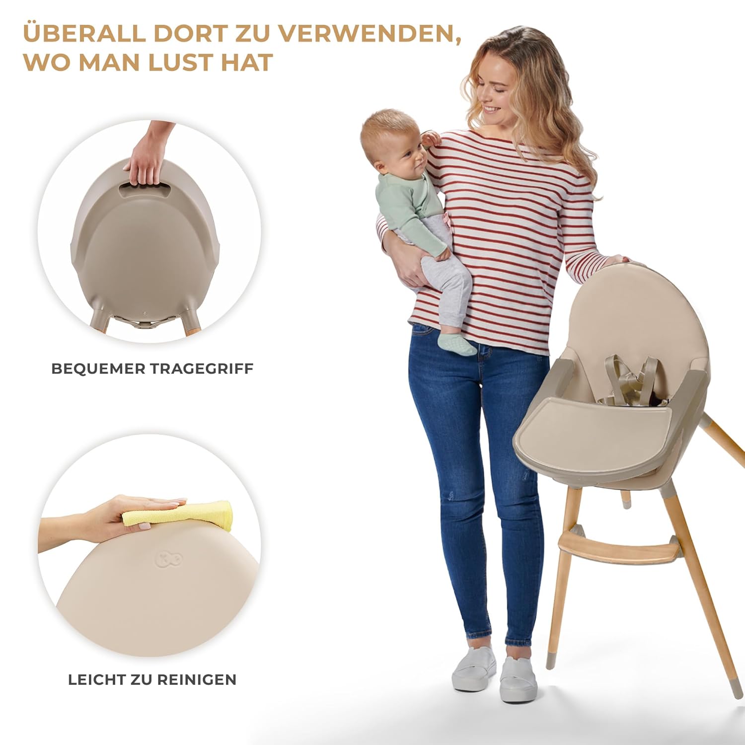 Thumbnail 6 de Kinderkraft FINI2 2 in 1 Hochstuhl – sicher, flexibel und langlebig (Beige)