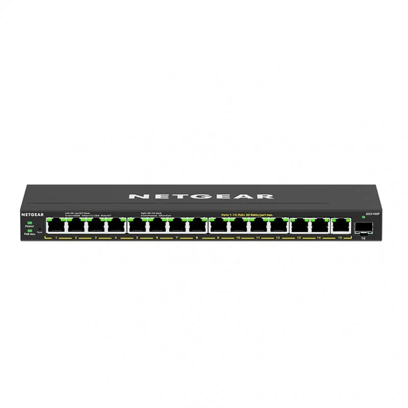 Detalle de NETGEAR GS316EP-100PES Switch 15 Puertos Gigabit + 1 SFP