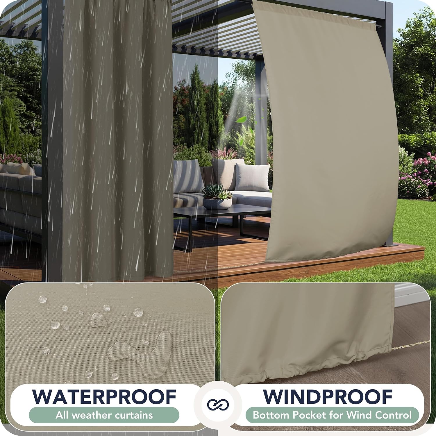 Detalle 2 de RichSets Outdoor Curtains 54 x 95 Inches