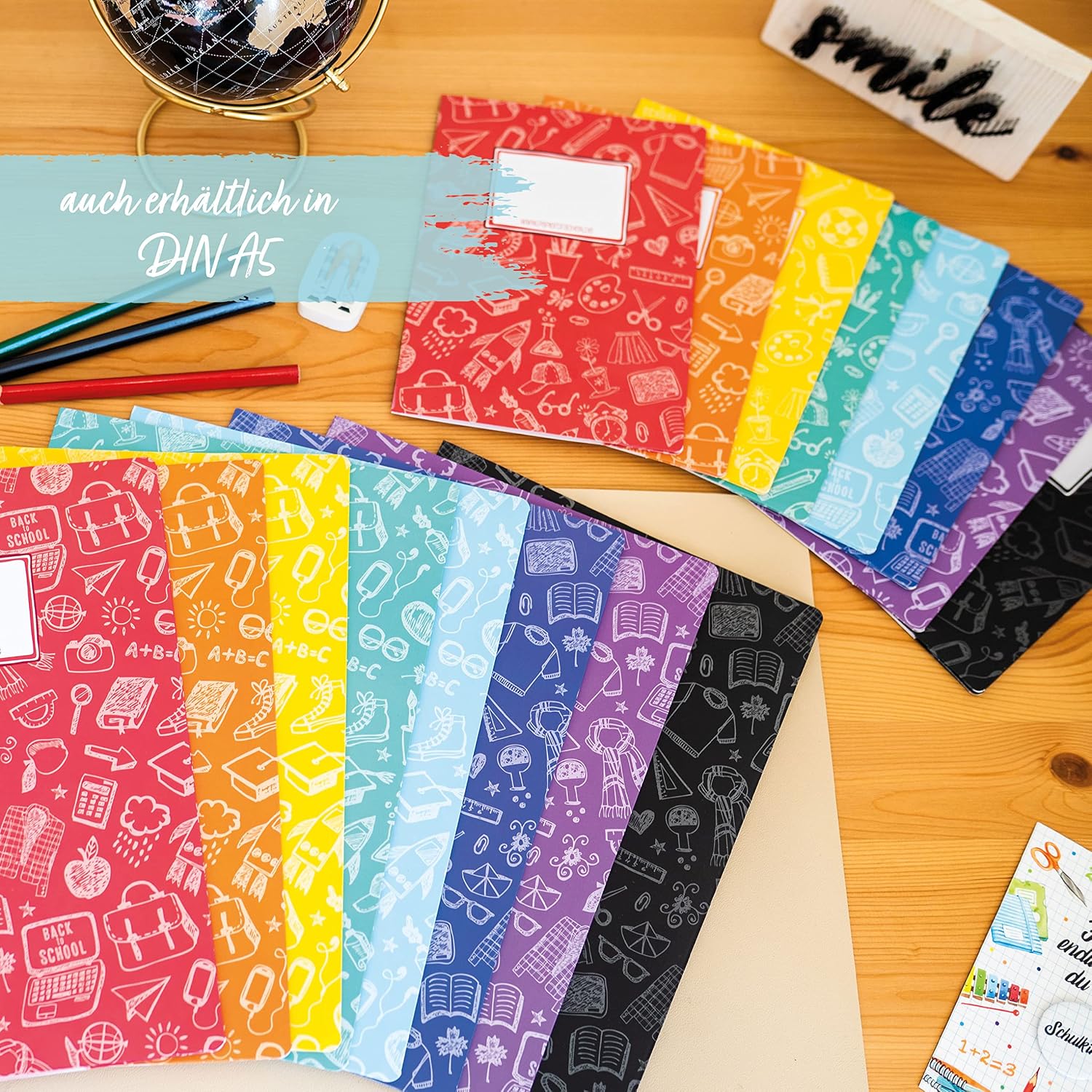 Detalle de Papierdrachen Heftumschläge DIN A4 mit Scribble-Motiven, 8 Stück – Set Nummer 6