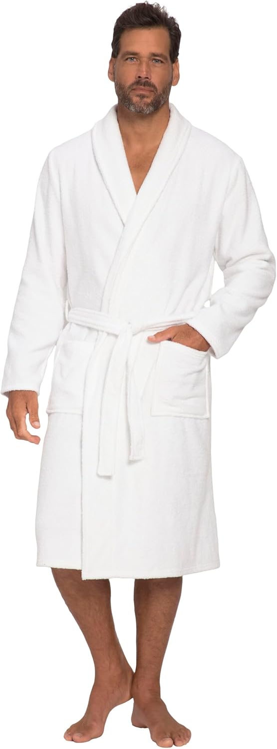 JP 1880 Peignoir pour hommes grandes tailles L-8XL en tissu éponge, col châle — Collection Homewear