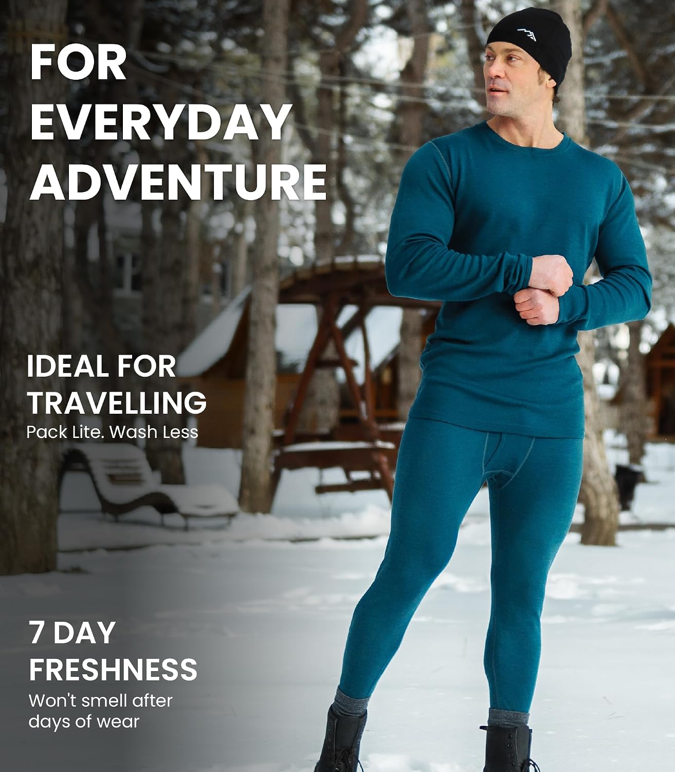 Thumbnail 4 de Merino Wool Base Layer Bottoms for Men — 100% Merino Heavyweight/Midweight/Lite Thermal Underwear