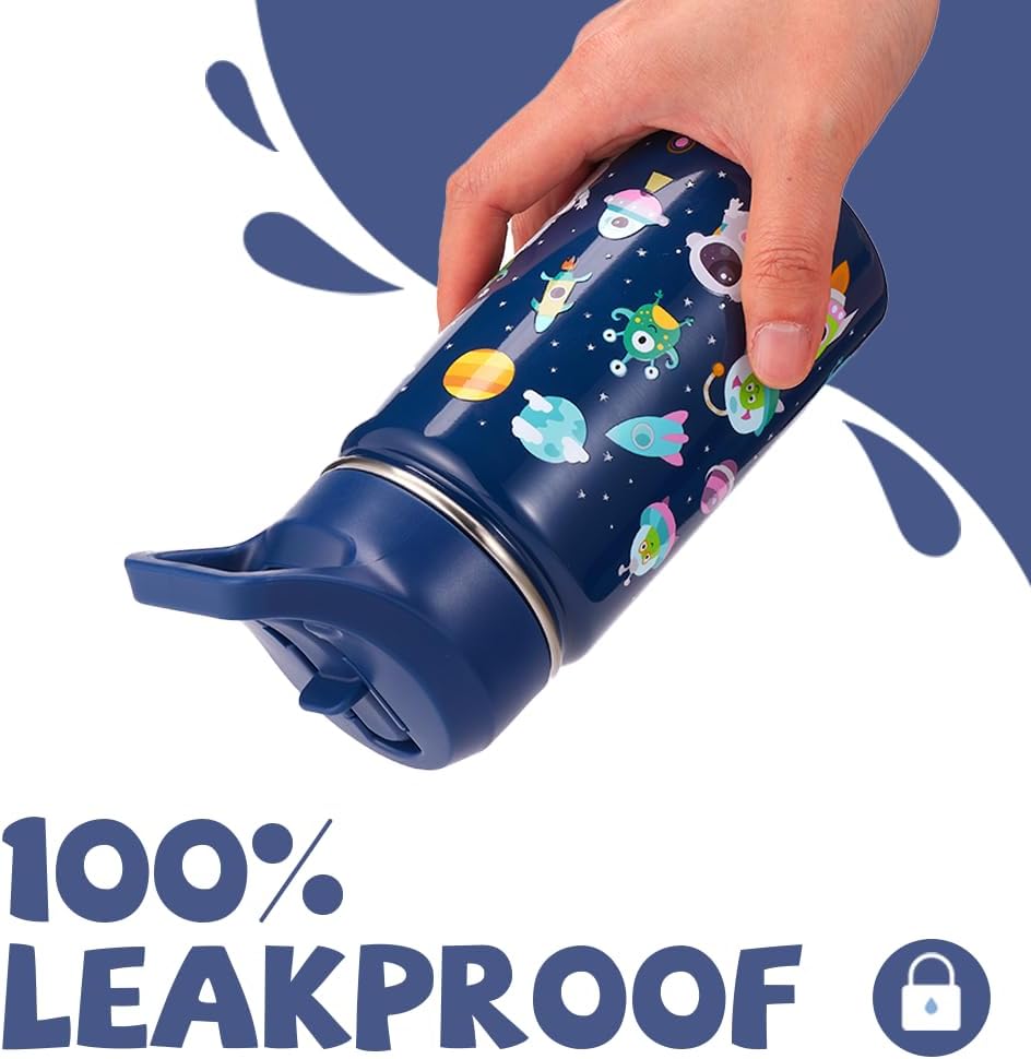 Thumbnail 2 de SANTECO Kinder-Trinkflasche aus Edelstahl 500 ml mit Strohhalm – BPA-frei, auslaufsicher & isolierend
