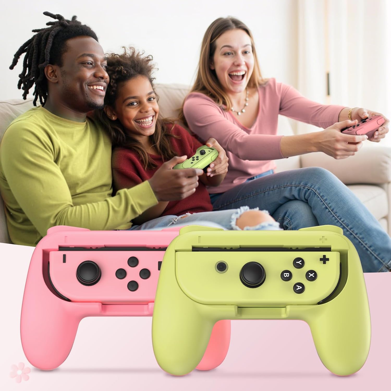 Thumbnail 6 de FASTSNAIL grip kit for Nintendo Switch & OLED controllers (2-pack with 6 thumb grips) in matte pink & matte yellow