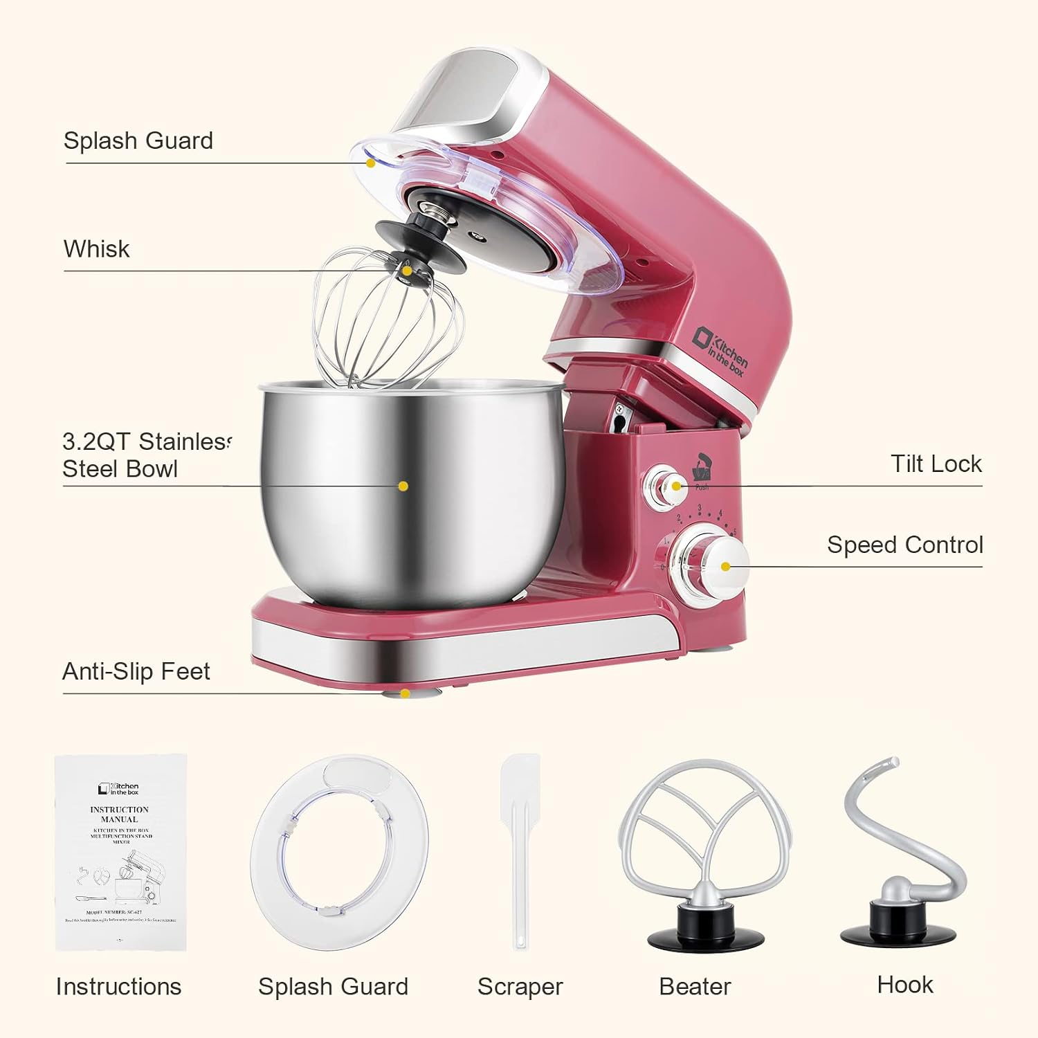 Detalle 2 de Kitchen in the box Stand Mixer 3.2Qt
