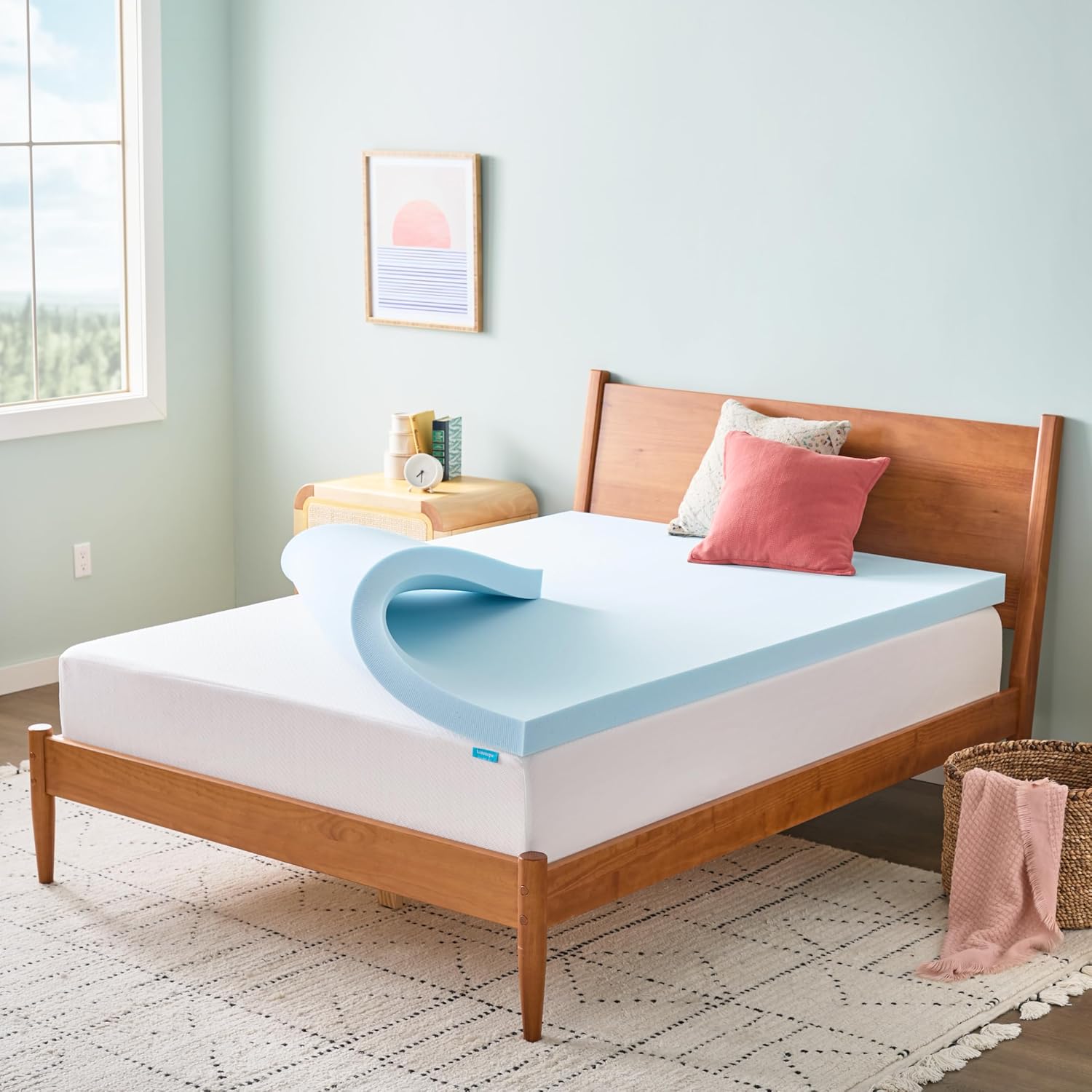 Detalle de Linenspa Memory Foam Mattress Topper, Twin XL (3 Inch) – Gel-Infused Plush Comfort with Cooling