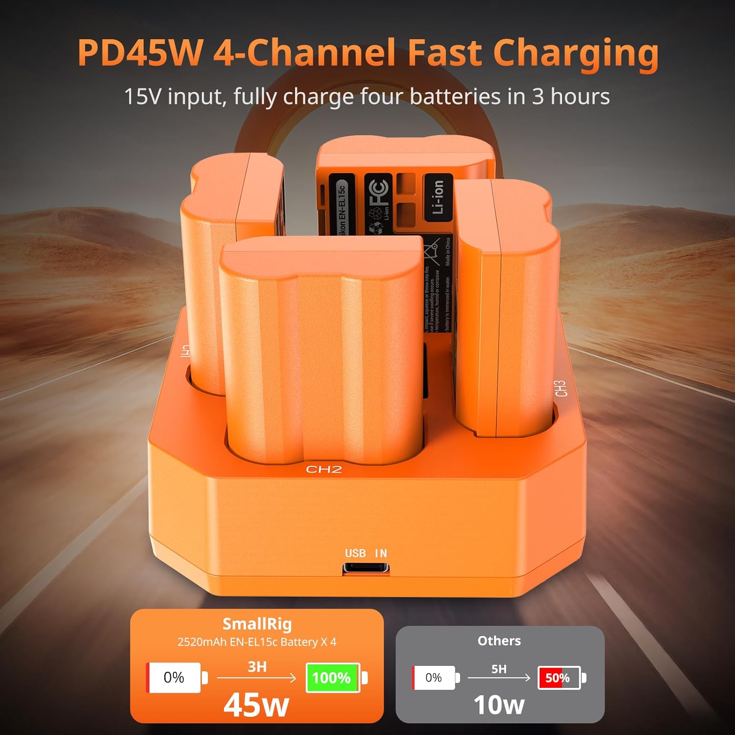 Thumbnail 1 de SmallRig EN-EL15c Chargeur de Batterie à 4 Canaux pour Nikon — Charge rapide PD45W