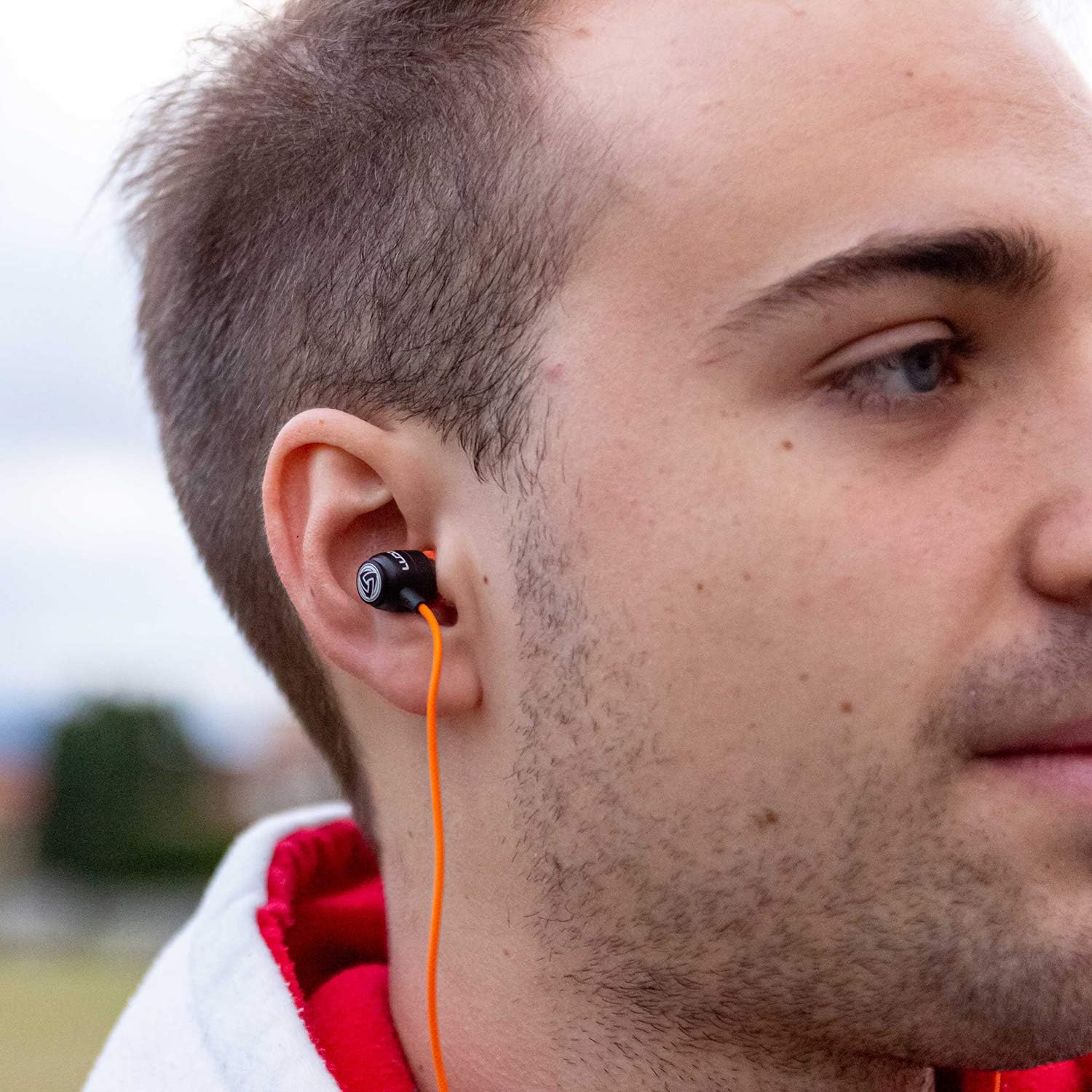 Thumbnail 2 de Ludos CLAMOR wired in-ear earbuds with microphone – memory foam noise-isolating buds (5-year warranty) – Red