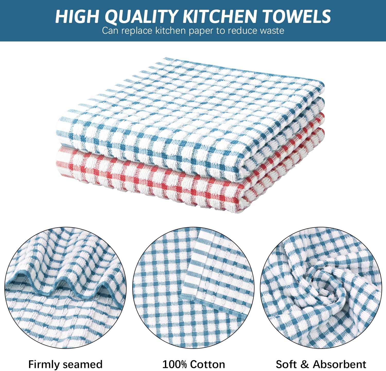 Thumbnail 2 de Nialnant 8 Pcs Kitchen Dish Rags – 100% Cotton, Soft, Absorbent, Quick-Dry Dish Cloths