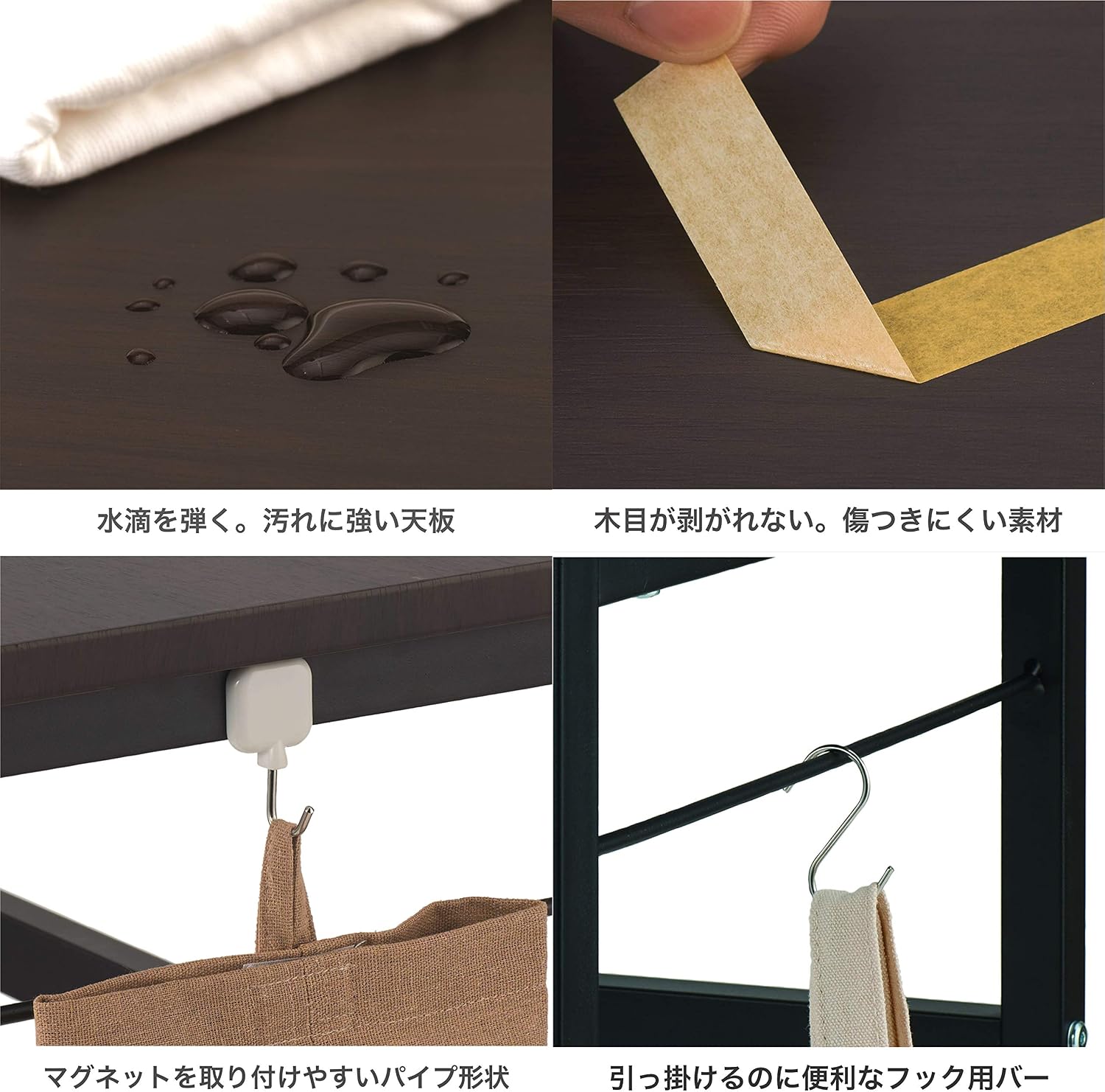 Detalle 1 de ナカバヤシ AMD-4545-DM コンパクトデスク 45×45cm ダーク木目