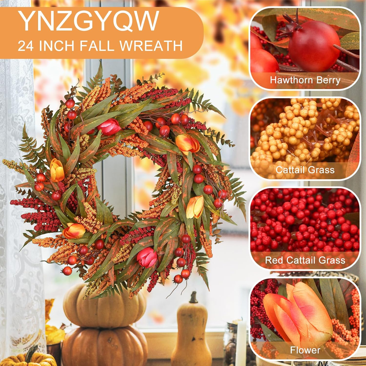 Detalle 2 de Fall Wreath, 24-Inch