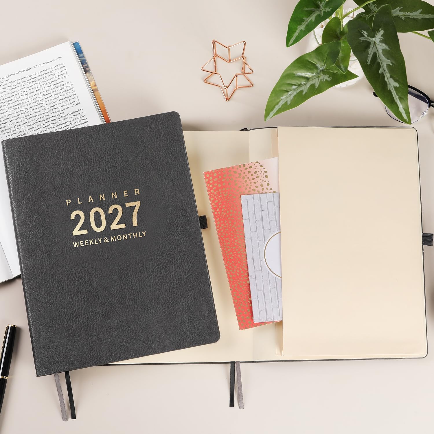 Thumbnail 6 de Lemome LMA4HUZYJZ22A01 2027 Planner, Weekly & Monthly, Gray Faux Leather