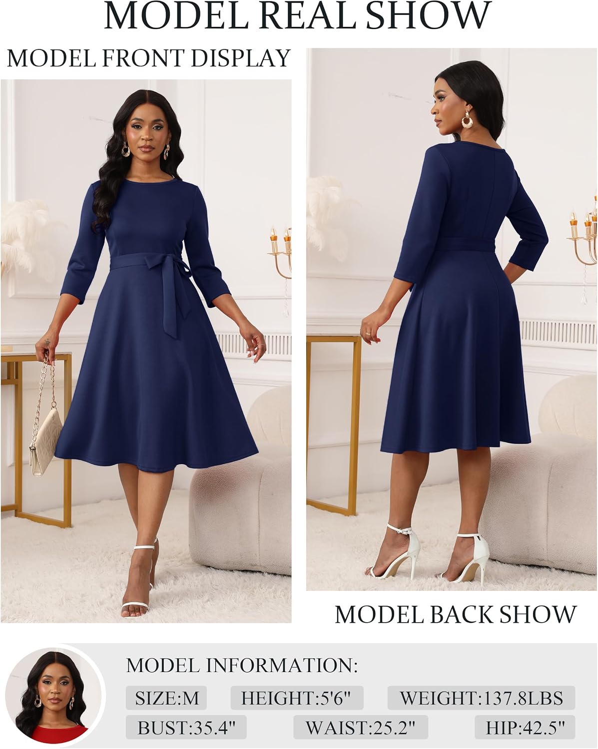 Detalle de RUMIA Women's Cocktail Dress 3/4 Sleeve